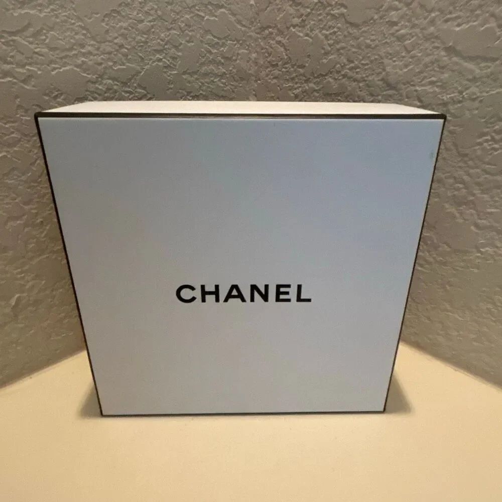 Chanel Square Box White Black Logo Luxury Decor Storage Display Giftbox 8.5x8.5